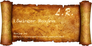 Lőwinger Roxána névjegykártya